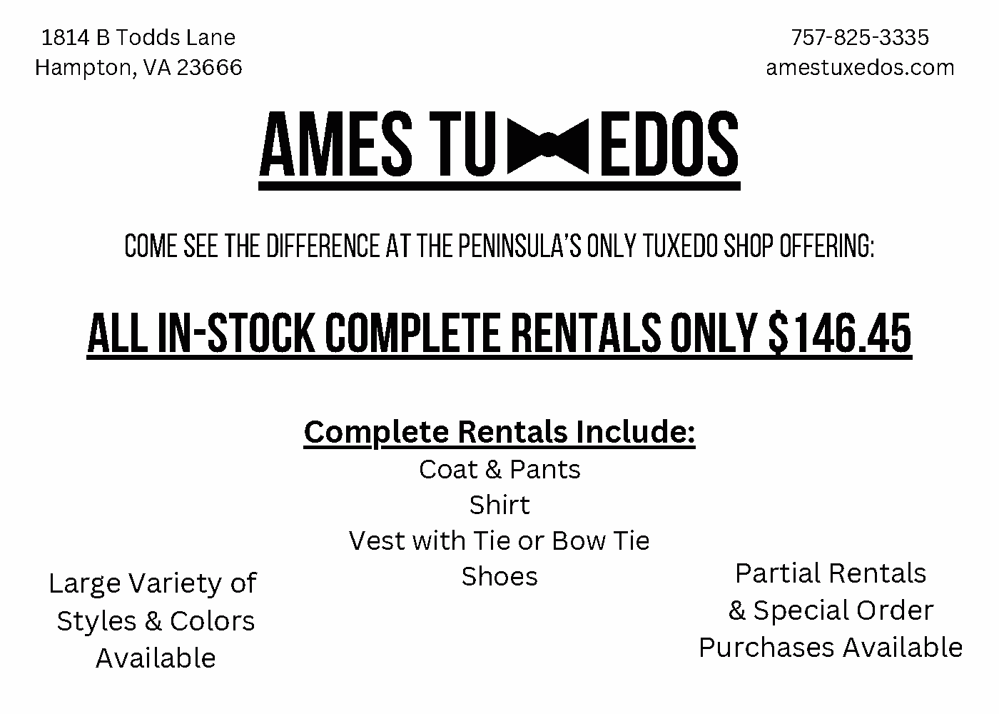 Ames Tuxedos Rentals 